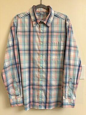 VINEYARD VINES On-The-Go Performance Shirt L Tucker brrr Cooling Stretch Plaid